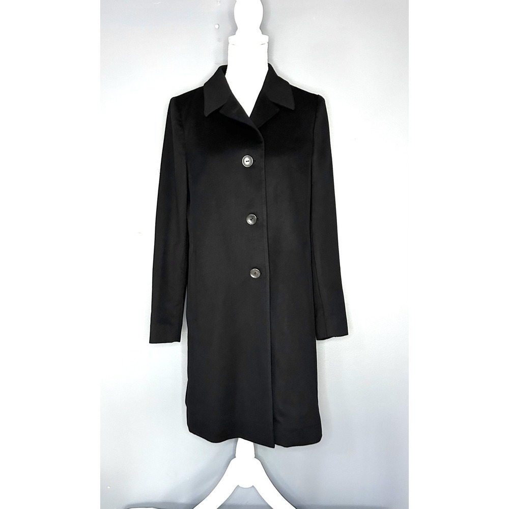 Sfera 100% Cashmere Coat Womens 42 US 6 Black Single Breasted Soft Luxury Italy